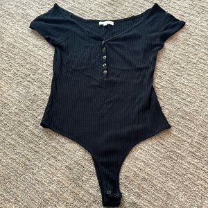Black button down bodysuit